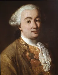 Italian teatterikirjailijan Carlo Goldonin muotokuva, yksityiskohta (öljy kankaalle