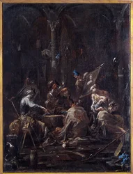 Alessandro Magnascon maalaus dit il Lissandrino (1667-1749) Outo (Oddity) Koko 58x44 cm Genes, Musei di Strada Nuova (entinen Palazzo Bianco)