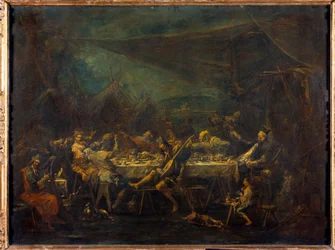 Alessandro Magnascon (1667-1749) Bohemian ateria -maalaus 1700-luvun su. 0,86x1,18 m