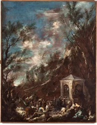 Pyhiinvaellus (Pilgrimage) -maalaus, Alessandro Magnasco eli il Lissandrino (1667-1749)