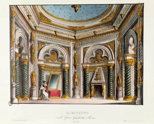 Julian yksityisasunnot Lavastus Teatro Carcanon esitykseen vuonna 1829 Niccolo Antonio Zingarellin oopperasta "Giulietta e Romeo" (1796) William Shakespearen teoksen "Romeo ja Julia" jälkeen. Litografia kirjassa "" Rac
