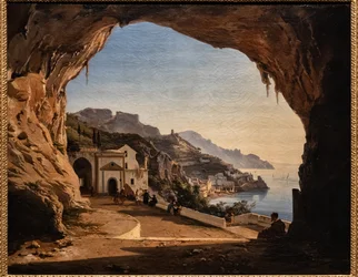 Kapikiinien luola Amalfissa, n. 1850 (öljy kankaalle)