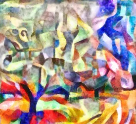 Puu puutarhassa,2017,(sekatekniikka)