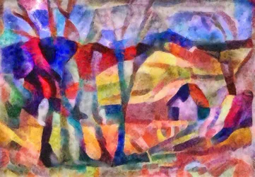 maisema vaaleanpunaisena.2017,(sekatekniikka)