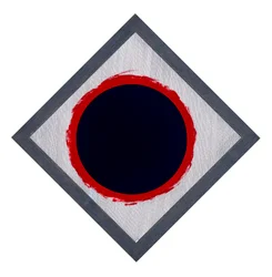 Circle Blue on Red Diamond, 2022 (emali ja kynä kortille)