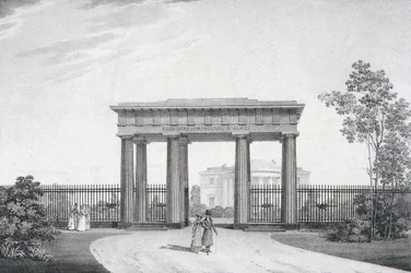 Rakkaat asetoverini -portti Katariina-puistossa Tsarskoje Selossa, 1822