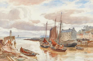 Pittenweem Harbour (kynä ja vesiväri)