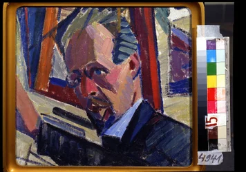 Omakuva. Aleksanteri Konstantinovitš Bogomazovin (1880-1930) maalaus. Öljy kankaalle, 30,5 x 33 cm