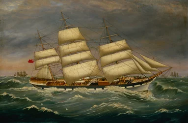 The Three Masted Clipper Benleuch in a Swell (öljy kankaalle)