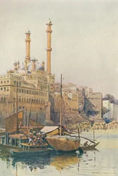 Ghats Below Aurangzebs Mosque, Benares, n. 1880 1905.