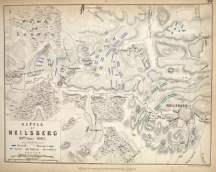 Heilsbergin kartta, julkaissut William Blackwood and Sons, Edinburgh ja London, 1848 (käsinvärinen kaiverrus)