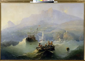 Salakuljettajat (Salakuljettajat). Aleksanteri Matvejevitš Dorogovin (1819-1850) maalaus öljy kankaalle
