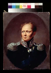 Keisari Aleksanteri I:n muotokuva. Aleksanteri I Pavlovich Romanov (1777-1825), Venäjän keisari. Alexander (Alexandre) Molinarin (1772-1831) maalaus. Öljy kankaalle. Pushkinin taidemuseo, Moskova.