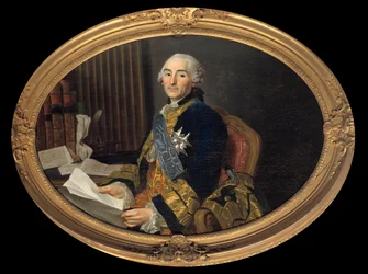 Cesar Gabrielin (1712-1785) muotokuva Choiseulin kreivi - Chevigny, Praslinin herttua, silloinen laivaston ulkoministeri. Alexander Roslinin (1718-1793) maalaus. Himmeä. 0,94 x 1,31 m. Versailles, musee du Chateau. - Cesar Gabrielin muotokuva (1712