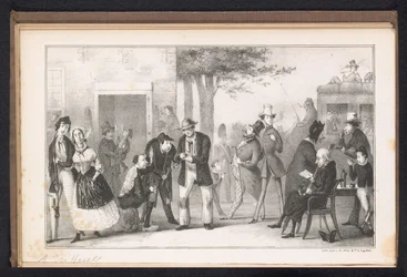 Sarjakuva Leidenin opiskelijaalmanakissa, 1843 Nikotiiniyrtti (otsikko esineessä)