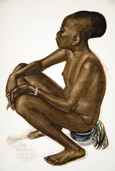 Kotiane, mangbetutyttö (Niangara) (Haut-Ouellé), teoksesta Dessins et Peintures d