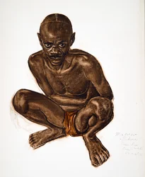 Masua, Tike-Tik (Arebi) Haut Ouelle, Drawings and Paintings of Africasta, teloitettu Citroen Center Africa -retkikunnan aikana, toinen Haardt Audouin-Dubreuil -tehtävä, pub. Pariisi, 1927 (värivalaistu