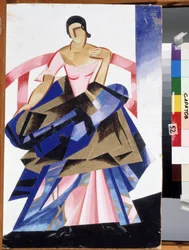 Teatteriasu Julian hahmolle William Shakespearen näytelmässä "Romeo ja Julia". Guassi Alexandra Alexandrovna Exter (1882-1949) 1921 State A. Radishchev Art Museum, Saratov