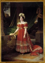 Angoulemen herttuattaren Marie Therese Charlotten muotokuva Ranskasta, joka tunnetaan nimellä Madame Royale (1778-1851) Alexandre Francois Caminaden (1789-1862) maalaus 1827 su. 2,57x1,85 m
