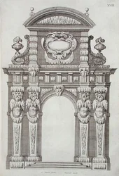 Park Gateway, kirjasta "Book of Architecture, Containing Used Porticos", kaivertanut Melchior Tavernier (n. 1564-1641), julkaistu 1631 (kaiverrus)