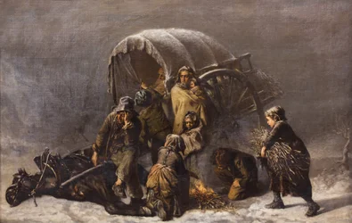 Pakkopysähdys,1855 (öljy kankaalle)