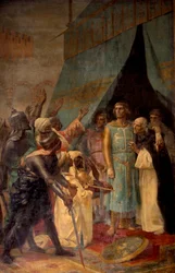 Seitsemäs ristiretki: Kuningas Ludvig IX (Pyhä Louis) (1214-1270) Jerusalemissa. Alexandre Cabanelin (1823-1889) maalaus 1800-luvun Pariisi, Pantheon