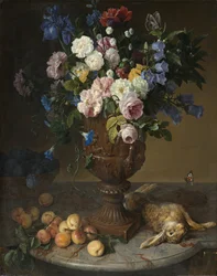 Kukkauurna, hedelmiä ja jänis, 1715