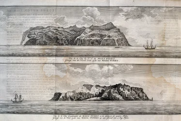 Näkymä Alejandro Selkirkin saarelle eli Más Afueran saarelle, Juan Fernándezin saaristo, Chile