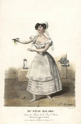 Tanssija neiti Zelie Molard ja Louise Francois-Alexis Blache Jr:n elokuvassa Le Deserteur, koreografi Dauberval, Theater de la Porte St. Martin