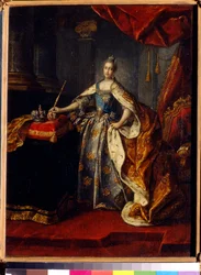 Venäjän keisarinna Katariina II:n (1729-1796) muotokuva. Aleksei Petrovitš Antropovin (1716-1795) maalaus öljy kankaalle