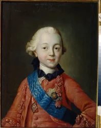 Muotokuva suurruhtinas Pavel Petrovitš Romanovista (1754-1801) lapsena. Hänestä tulee Venäjän tsaari Paavali I nimellä. (Suurruhtinas Pavel Petrovichin muotokuva lapsena). Aleksei Petrovitš Antropovin (1716-1795) maalaus