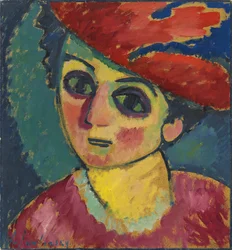 Punahattu, maalaus Alexej von Jawlensky, öljy pahville, 1912 - Red Hat - Javlensky, Aleksei, von