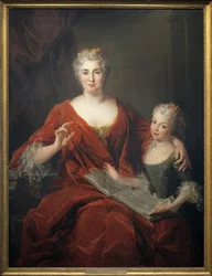 Madame de la Sablonniere ja hänen tyttärensä. Alexis Simon Bellen (1674-1734) maalaus öljy kankaalle
