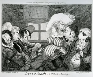 Dover Coach, kello 5 aamulla, kaivertanut George Cruikshank, 1826