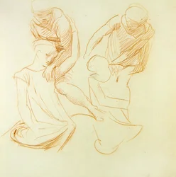 Figuuritutkimukset, n. 1845 (punainen liitu paperille) (katso rekto numerosta 366414)