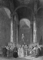 Suuren taivaaseenastumisen katedraalin sisustus, T. Highamin kaiverrus, 1835