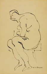 Istuva alaston