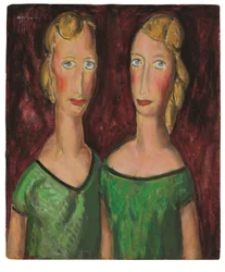 Two Sisters in Green, n. 1920-luku (öljy levylle)