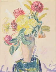 Zinnias, n. 1926 (wc, guassi ja hiili paperilla)