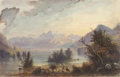 Lake Scene, Rocky Mountains, n. 1837 (akvarelli paperille)