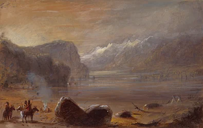 Lake, Wind River Range, n. 1837 (kynä, akvarelli ja guassi paperille)