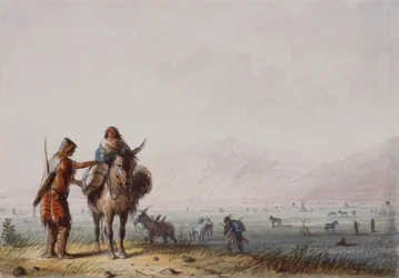 Shoshone Root Diggers, n. 1837 (kynä ja muste ja akvarelli paperille)