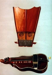 Kelloharppu ja hurdy gurdy kappaleesta "Musiikki-instrumentit" (värillinen lito)