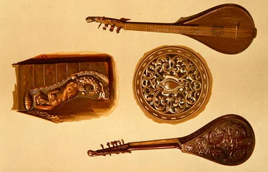 Cittern, italialainen, kappaleesta "Musical Instruments" (värillinen lito)