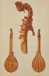 Antonio Stradivariuksen (n. 1644-1737) valmistama sitruuna 1700, kappaleesta "Musical Instruments" (värillinen lito)