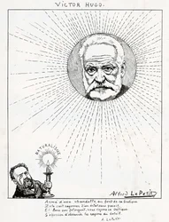Karikatyyri Victor Hugosta ja Emile Zolasta, n. 1875-1880 (kaiverrus)