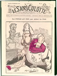"Le Poule au Pot", karikatyyri Henri Charles Ferdinand Marie Dieudonnesta (1820-83) Chambordin kreivi, "Le Sans-Culotte", 1879