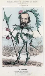 Le Thistle: karikatyyri P. Tirardista - ill. 30.3.1871 alkaen ”Päivän kukat, hedelmät ja vihannekset”