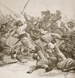 "Se oli Bayonet to Bayonet", kuvitus teoksesta "Battles of the Nineteenth Century", kirjoittanut Archibald Forbes, G.A. Henty ja majuri Arthur Griffiths