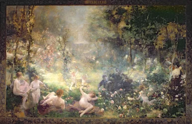 Elämän ilot: kukat, naiset, musiikki (seinämaalaus)